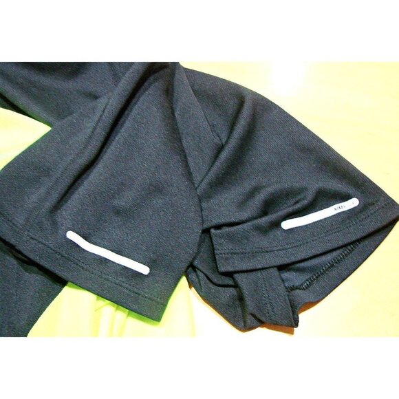 Mens Nike Running Dri FIT Shirt Black with Neon Yellow Reflectors Poly Mesh Sz M - Picture 10 of 11